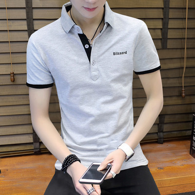 Moodne mitmes värvitoonis klassikalise krae ja lühikeste varrukatega meeste pluus