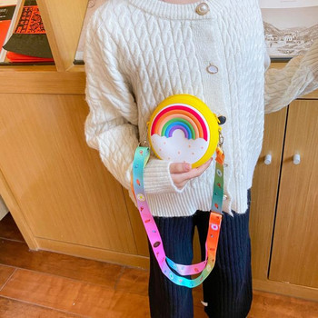 Модерна детска кръгла мини чанта с дълга дръжка за момичета