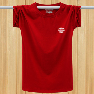 Lühikeste varrukate ja mitmes värvitoonis kirjaga meeste T-särk