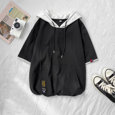 Laia mudeli vabaaja pluus tasku ja kapuutsiga