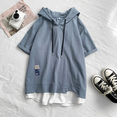 Laia mudeli vabaaja pluus tasku ja kapuutsiga