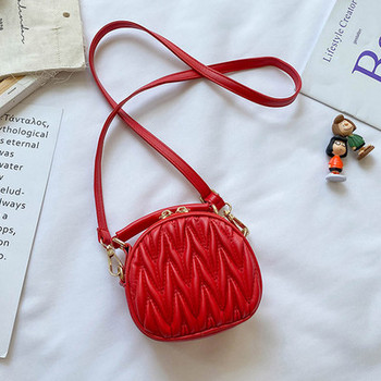 Стилна детска кръгла чанта изчистен модел за момичета