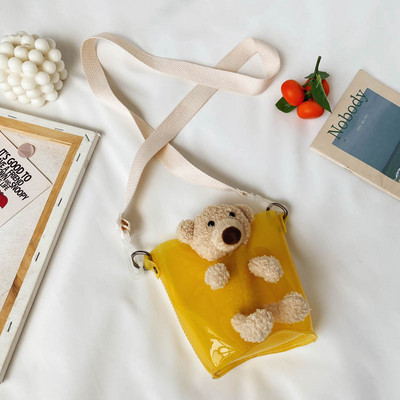 Актуална детска чанта с дълга дръжка и 3D елемент