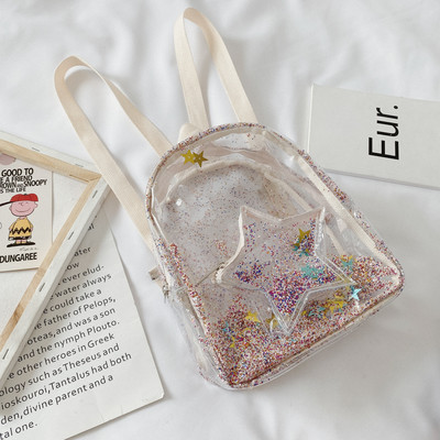 Rucsac elegant pentru copii transparent cu o stea pentru fete