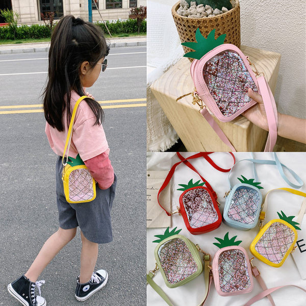 Moodne ananassikujulise pika sangaga lastekott