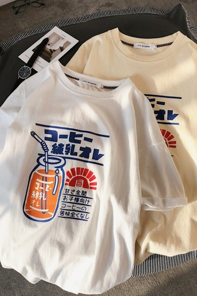 Ежедневна широка тениска с щампа 