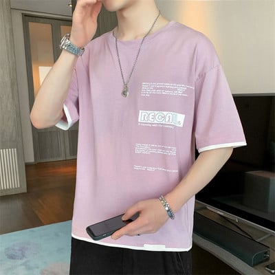 Мъжка тениска с къс ръкав и овално деколте-апликация 