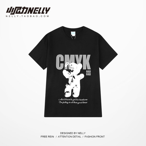 Нов модел мъжка тениска с апликация и О-образно деколте