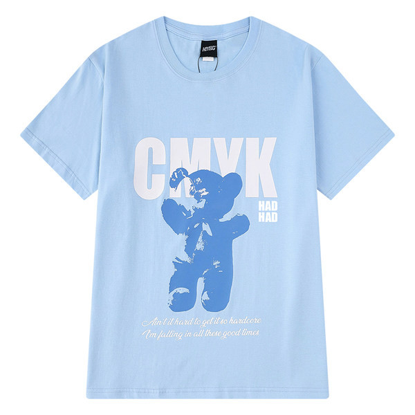 Нов модел мъжка тениска с апликация и О-образно деколте