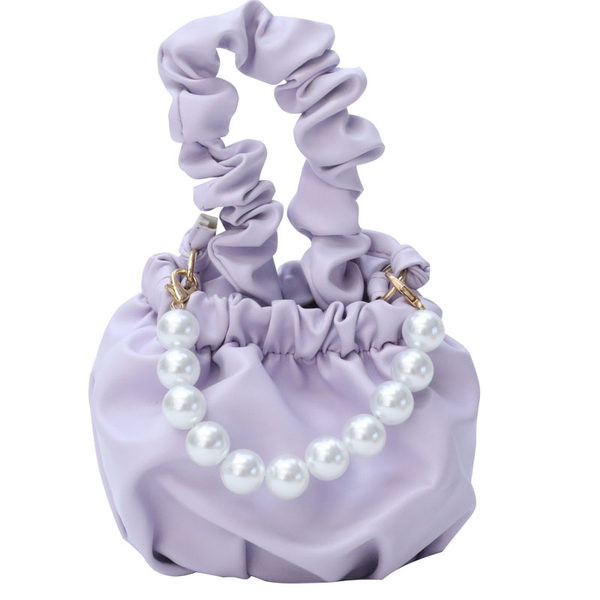 Stiilne lühikeste ja pikkade sangadega ning dekoratiivpärlitega lastekott