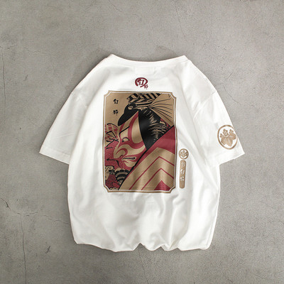 Ανδρικό μπλουζάκι με απλικέ και οβάλ λαιμόκοψη σε λευκό και μαύρο χρώμα