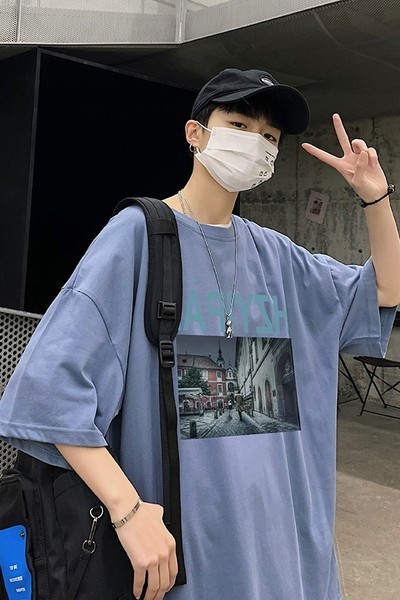 Широка ежедневна тениска с щампа и 3/4 ръкав