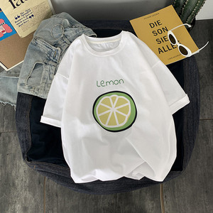 Casual φαρδύ μπλουζάκι με τύπωμα και στρογγυλή λαιμόκοψη