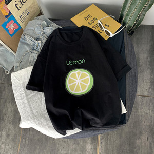 Casual φαρδύ μπλουζάκι με τύπωμα και στρογγυλή λαιμόκοψη