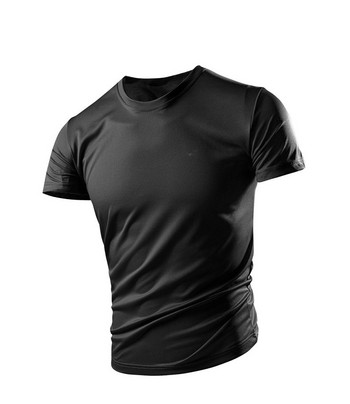 Нов модел мъжка тениска с обло деколте и щампа -бързо съхнеща материя