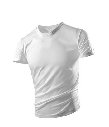 Нов модел мъжка тениска с обло деколте и щампа -бързо съхнеща материя