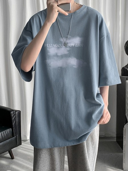 Lai meeste t-särk 3/4 varrukate ja ümara kaelusega