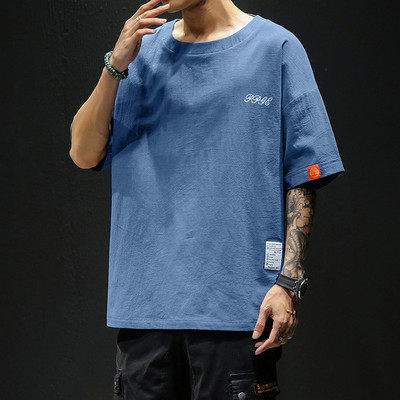 Ανδρικό μπλουζάκι με κοντά μανίκια και κεντήματα