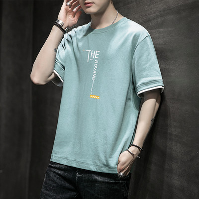 Χαλαρό βαμβακερό μπλουζάκι με επιγραφή για άντρες