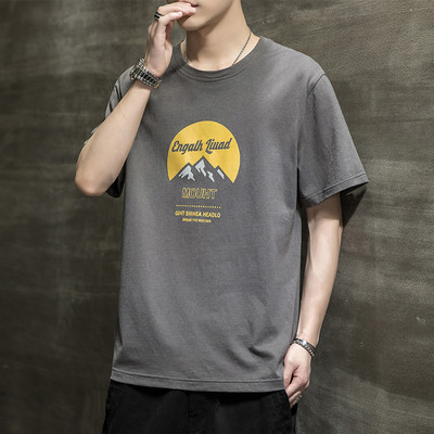 Χαλαρό βαμβακερό μπλουζάκι με επιγραφή για άντρες