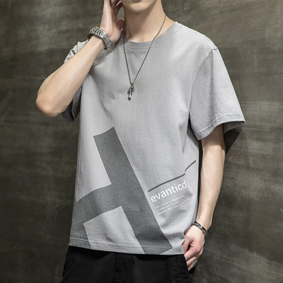 Χαλαρό βαμβακερό μπλουζάκι με επιγραφή για άντρες