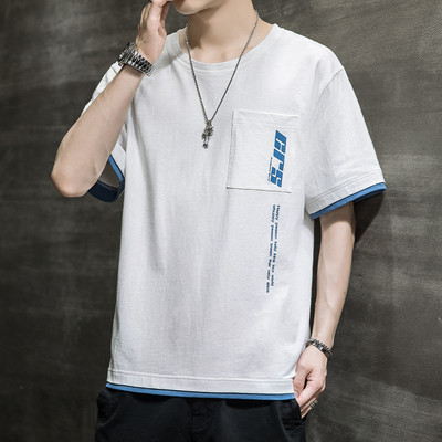 Χαλαρό βαμβακερό μπλουζάκι με επιγραφή για άντρες