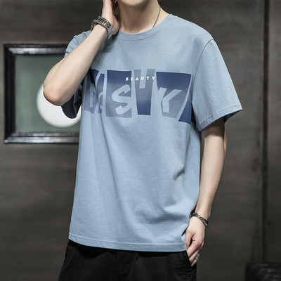 Χαλαρό βαμβακερό μπλουζάκι με επιγραφή για άντρες