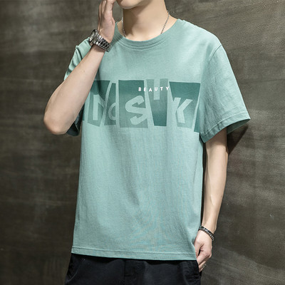 Χαλαρό βαμβακερό μπλουζάκι με επιγραφή για άντρες