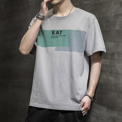 Χαλαρό βαμβακερό μπλουζάκι με επιγραφή για άντρες