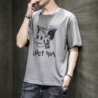 Χαλαρό βαμβακερό μπλουζάκι με επιγραφή για άντρες