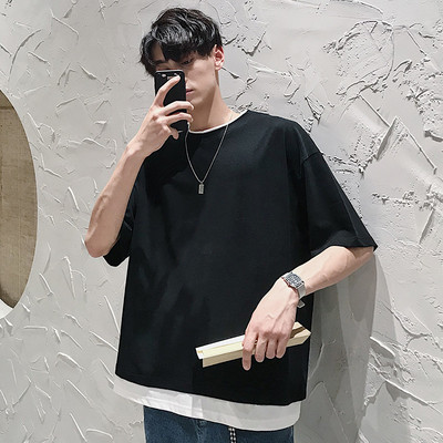 Μονόχρωμο μπλουζάκι για άντρες κλασικό μοντέλο