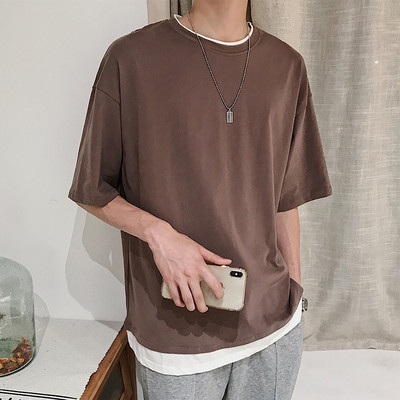 Μονόχρωμο μπλουζάκι για άντρες κλασικό μοντέλο