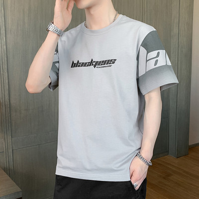 Ανδρικό καλοκαιρινό μπλουζάκι με 3/4 μανίκια και οβάλ ντεκολτέ