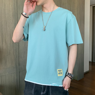 Ανδρικό καλοκαιρινό μπλουζάκι με 3/4 μανίκια και οβάλ ντεκολτέ