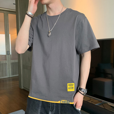 Ανδρικό καλοκαιρινό μπλουζάκι με 3/4 μανίκια και οβάλ ντεκολτέ