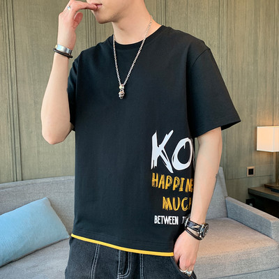 Ανδρικό καλοκαιρινό μπλουζάκι με 3/4 μανίκια και οβάλ ντεκολτέ