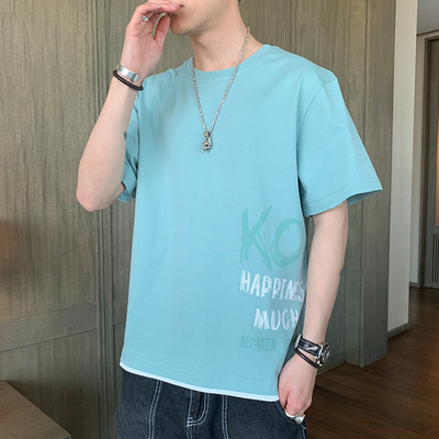 Ανδρικό καλοκαιρινό μπλουζάκι με 3/4 μανίκια και οβάλ ντεκολτέ