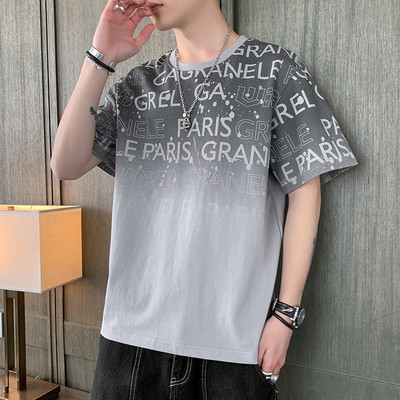 Ανδρικό καλοκαιρινό μπλουζάκι με 3/4 μανίκια και οβάλ ντεκολτέ