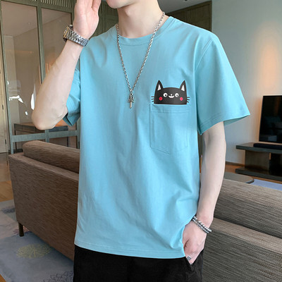 Ανδρικό καλοκαιρινό μπλουζάκι με 3/4 μανίκια και οβάλ ντεκολτέ