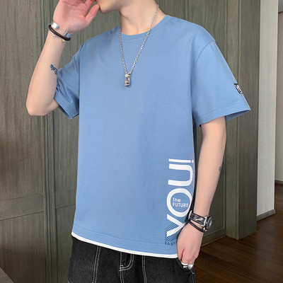 Ανδρικό καλοκαιρινό μπλουζάκι με 3/4 μανίκια και οβάλ ντεκολτέ