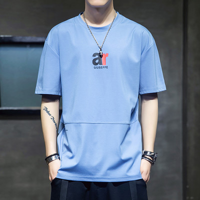 Casual ανδρικό μπλουζάκι με κοντά μανίκια και απλικέ σε διάφορα χρώματα