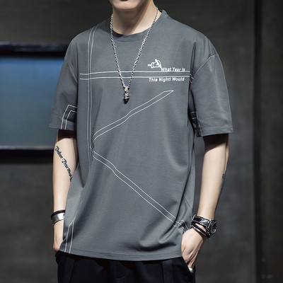 Ανδρικό μπλουζάκι νέου μοντέλου με οβάλ λαιμόκοψη και κοντά μανίκια - διάφορα χρώματα