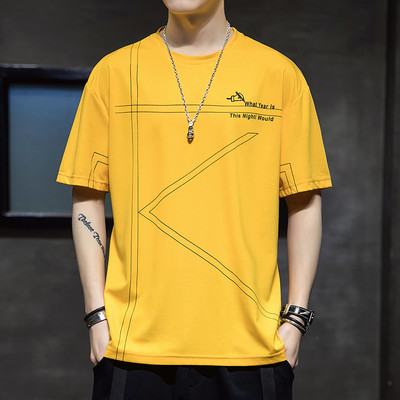 Ανδρικό μπλουζάκι νέου μοντέλου με οβάλ λαιμόκοψη και κοντά μανίκια - διάφορα χρώματα