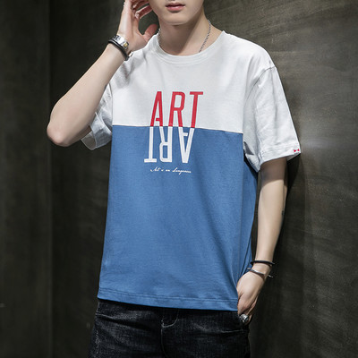 Casual ανδρικό μπλουζάκι με κοντά μανίκια, επιγραφές και εφαρμογές