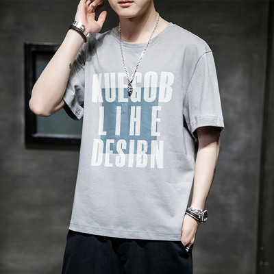 Casual ανδρικό μπλουζάκι με κοντά μανίκια, επιγραφές και εφαρμογές