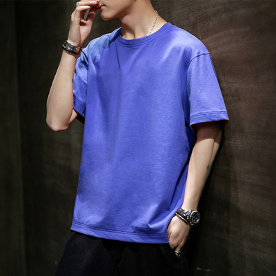 Casual ανδρικό μπλουζάκι με κοντά μανίκια, επιγραφές και εφαρμογές