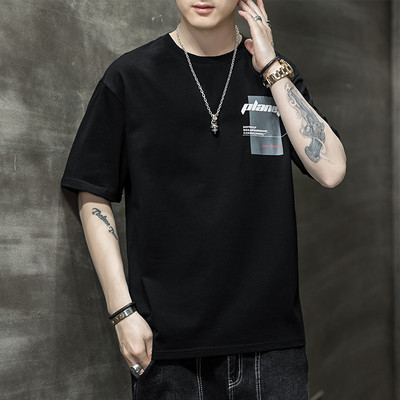 Ανδρικό βαμβακερό μπλουζάκι με επιγραφή -3/4 μανίκια