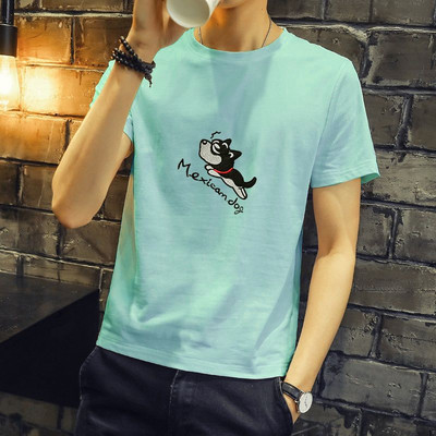 Meeste T-särk lühikeste varrukatega teksti ja aplikatsioonidega