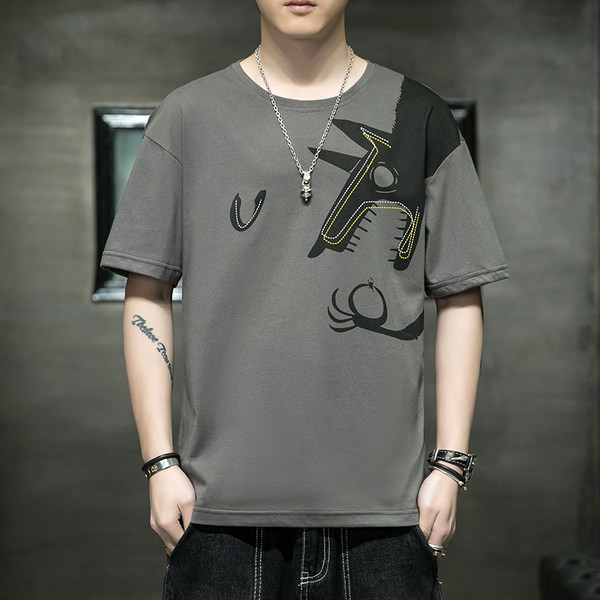 Casual μπλουζάκι με στρογγυλή λαιμόκοψη - φαρδιά μοντέλο