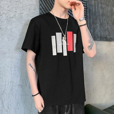 Ανδρικό μπλουζάκι νέο μοντέλο με τύπωμα και κοντά μανίκια - τρία χρώματα